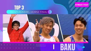 Top 3 in Men's Pommel Horse Final - 2024 Baku Gymnastics Apparatus World Cup