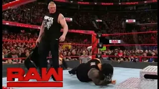 Brock lesnar again attacked and injured Roman reigns//wwe raw march 26 2018