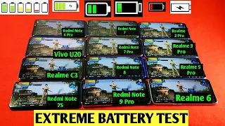 Redmi Note 9 Pro vs Realme 6 vs Realme C3 vs Vivo U20 Vs Note 7 Pro vs Note 8 | Battery Drain Test 🔥