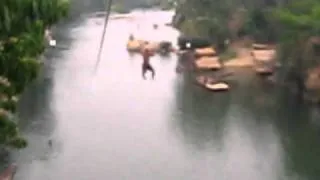 Swinging at Tubing in Laos