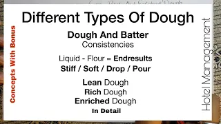 Different Types Of Dough | Dough and Batter Consistencies | Baking |Hotel Management Tutorial