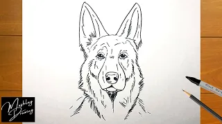 How to Draw a German Shepherd Face