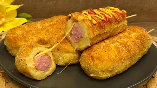 Potatoes instead of flour! Potato Hot Dogs! Crunchy and soft! Everyone's favourite.
