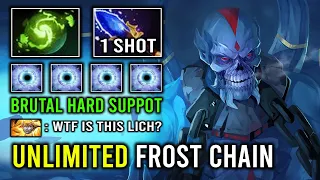 UNLIMITED CHAIN FROST 1 Shot Bounce Refresher Hard Support Godlike Lich Dota 2