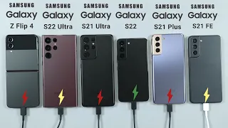 Samsung Z Flip 4 vs S22 Ultra vs S21 Ultra vs S22 vs S21 Plus vs S21 FE Battery Test