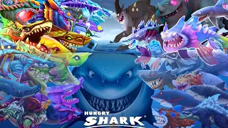 ALL SHARK GAME THROUGH - ALL HUNGRY SHARK WORLD VS EVOLUTION THE YEARS (2024) - All 70 Sharks