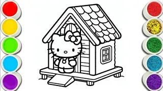 Hello Kitty House 🏠 Easy and Cute Drawing easy with Colors for Kids