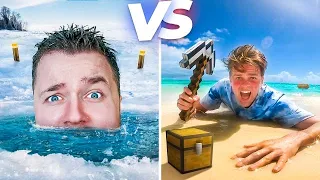 MINECRAFT In Real Life! ARCTIC Vs ISLAND Survival!