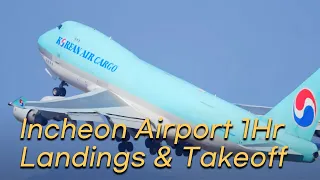 [4K] 240128  1HR of Plane Spotting LANDINGS & TAKEOFF at Incheon Airport [ICN/RKSI]