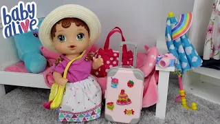 Baby Alive Abby Packing her Suitcase for Vacation Doll Travel Routine