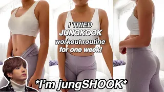 I tried BTS JUNGKOOK workout routine for ONE WEEK!!! *this killed me* (getting abs...I'M JUNGSHOOK)