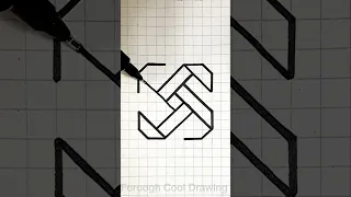 Simple 3D Illusion Drawing on Graph Paper #shorts  #shortvideo  #3d #drawing #satisfying #art #easy