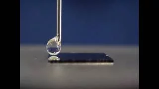Water droplet moving across a wettability gradient