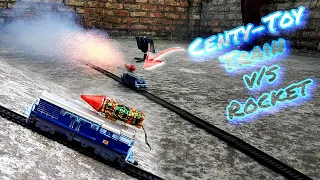 Centy toys Indian Diesel locomotive Rocket launcher | Diwali Experiment 🚀🔥#railking #centytoy #train