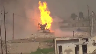 M1A2S Abrams tank set on fire