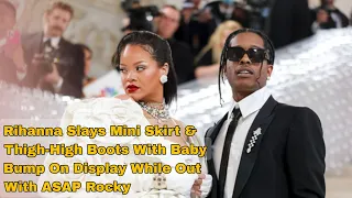 Rihanna Slays Mini Skirt & Thigh-High Boots With Baby Bump On Display While Out With A$AP Rocky