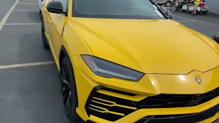 2019 Lamborghini Urus yellow ￼ going for auction($180k)