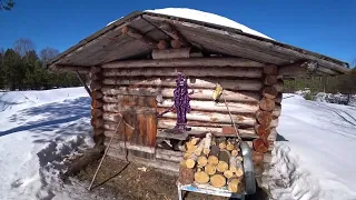 Избушка у таёжной речки. Мост из брёвен для большегрузов. Альбатрос едет везде. 2/2 серия.