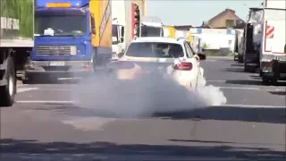 Mercedes C63s AMG  huge rolling burnout