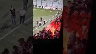 disaster maccabi Haifa throw flare on Hamrun Spartans supporters 🤬😡