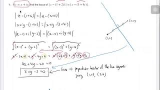 FYK S3S2 Online Lesson 7 (part 2) - 20.7 Locus of a complex number - Perpendicular Bisector