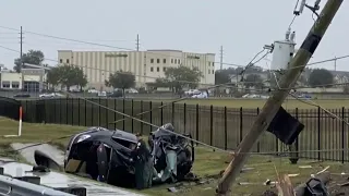 Car splits in half in crash with pole on US-192 in Osceola