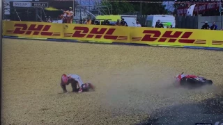 Marc Marquez Massive Crash Le Mans MotoGP 2017