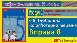 Вправа 8. Глобальна комп’ютерна мережа | 5 клас | Бондаренко