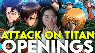 First Time Reacting to Attack On Titan Openings (1-8) | New Anime Fan! Anime OP Reaction
