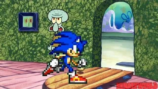 Squidward kicks Sonic out of his house!