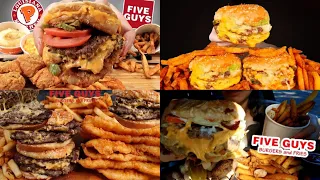 ASMR Five Guys Mukbang Compilation 3 | Cheese burgers Asmr | Satisfying eating sounds