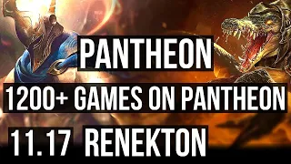 PANTHEON vs RENEKTON (MID) | 4.1M mastery, 1200+ games, 6/3/9 | KR Diamond | v11.17