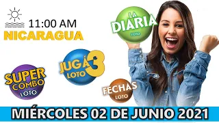 Sorteo 11 am Resultado Loto NICARAGUA, La Diaria, jugá 3, Súper Combo, Fechas, martes 02 junio 2021