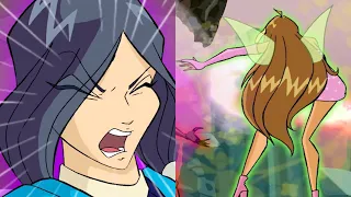 Flora gets hit and Helia does nothing but scream | Winx Club Clip