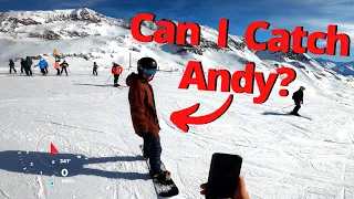 5500ft Snowboarding Descent in Alpe d'Huez - Chasing Andy in 4k