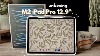 M2 iPad Pro 12.9" + Apple Pencil 2 🍎 aesthetic + ASMR UNBOXING 🌼