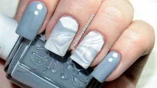 DIY Water Marble Nail Art | Gray Fall Nails | Водный Маникюр в домашних условиях