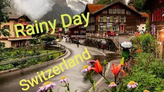 Beautiful rain walking tour in Gimmelwald;A Swiss village | Nature Non Stop Entertainment