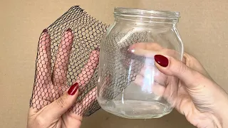 Look What I Made With a Glass Jar and Bottle Net! Good idea!