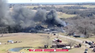 Clouds of smoke in Texas after collision between train and truck