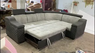 Lshape sofa cum bed with adjustable headrest.