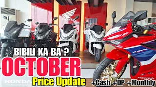 KOMPLETONG PRICE UPDATE  NG Honda Motorcycle - OCTOBER  - SRP  & Installment  DP New Models