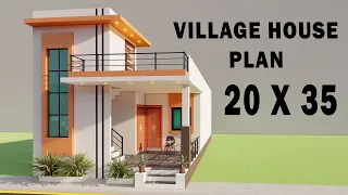 Village House Elevation,3D 20x35 3 Bedroom House Planning,New House Design