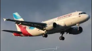 Eurowings A319 landing at Graz airport runway 34C