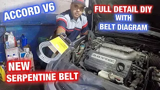 How to replace drive belt on 2003 to 2007 accord v6 also Acura tl mdx Belt diagram in video