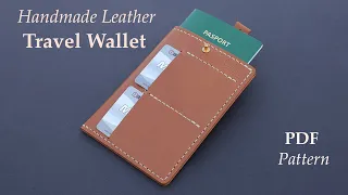 Making a Handmade Unusual Leather Travel Wallet | ASMR | PDF