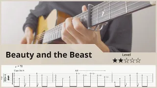 【TAB】Beauty and the Beast - 美女と野獣 - Disney - Fingerstyle Guitar  ソロギター【タブ】