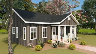 Simple 3-Bedroom   House Design with Floor Plan(14.8x13.35)m