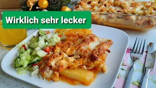 Überbackene Hähnchenbrust Kartoffeln Salat 🥘 Запеканка с куриной грудкой, картофель и салат