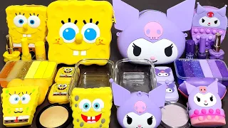 ASMR Spongebob vs Kuromi Slime Mixing Random Into Slime! Satisfying Slime#ASMR#Slime#satisfying